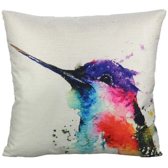 26" Set 4 Hummingbird Colorful Watercolor Bird Pillow Covers Birds New - Picture 4 of 8